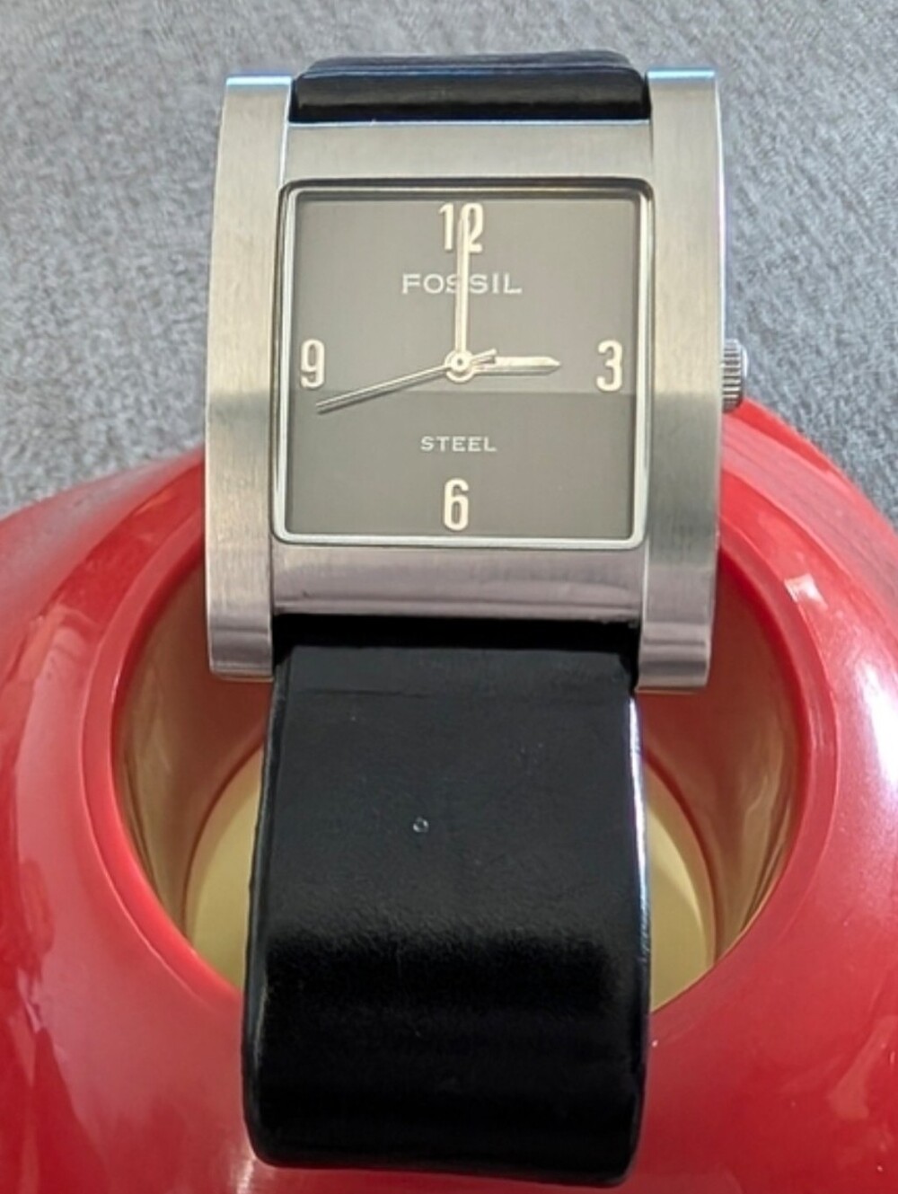 Fossil Men's Arkitekt Black Leather Strap Steel Case Watch EUC